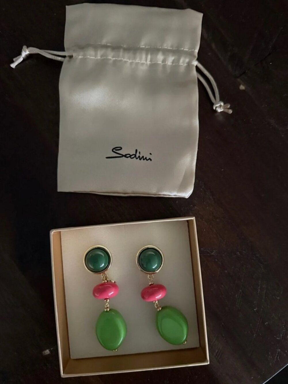 Pink and Gold drop earrings for pierced ears - NWT from Italy